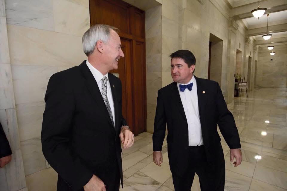 Cory Cox with Governor Asa Hutchinson in the Arkansas State Capitol