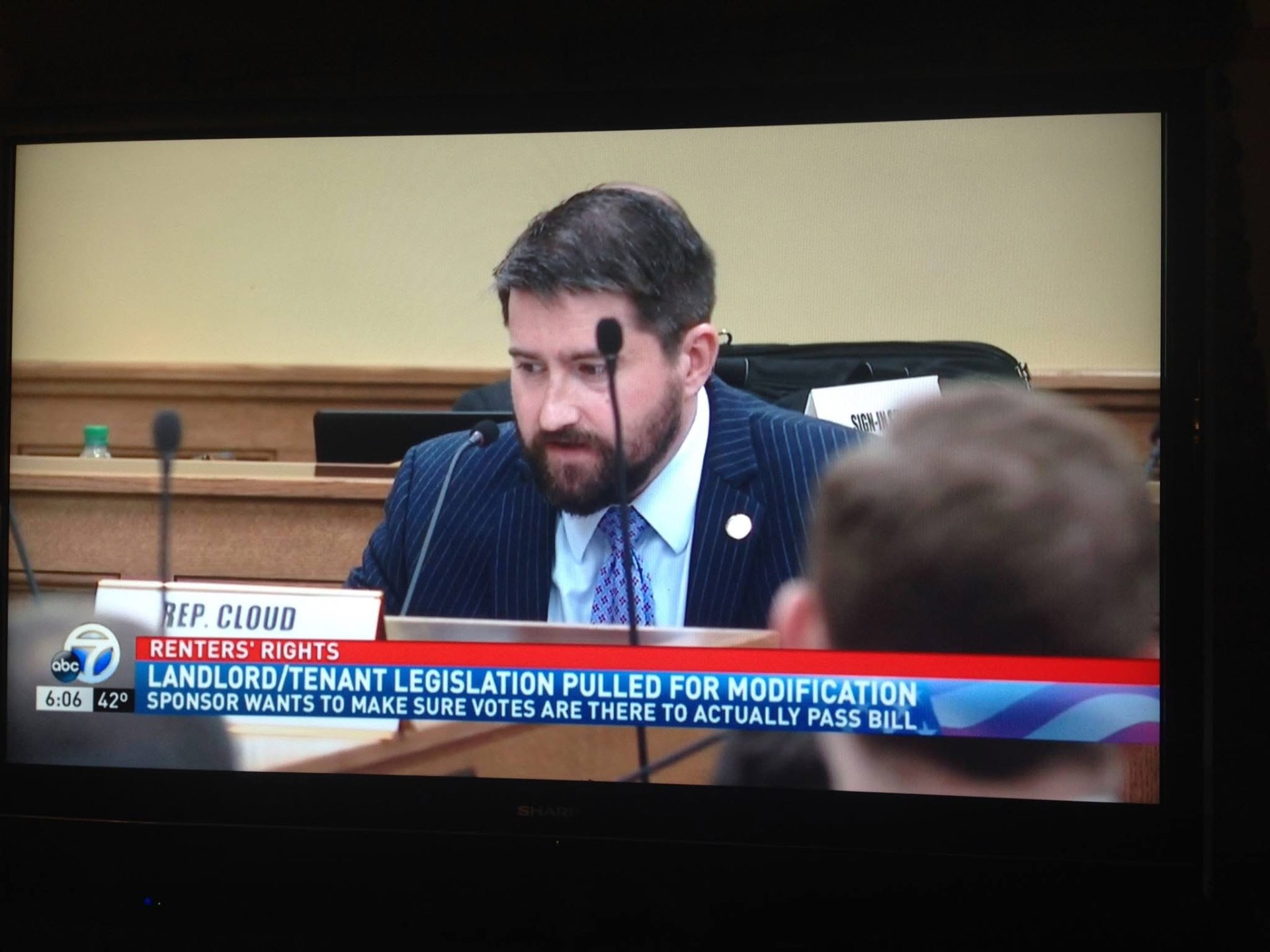 Cory Cox providing testimony before an Arkansas legislative committee, ABC 7 News coverage