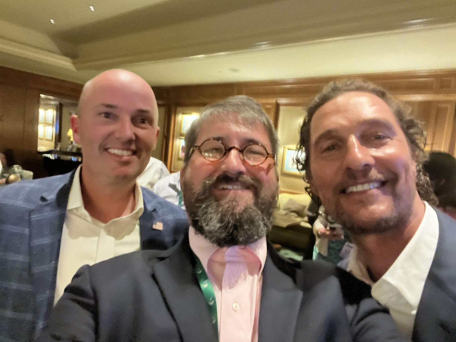 Cory Cox with Governor Spencer Cox of Utah and actor Matthew McConaughey