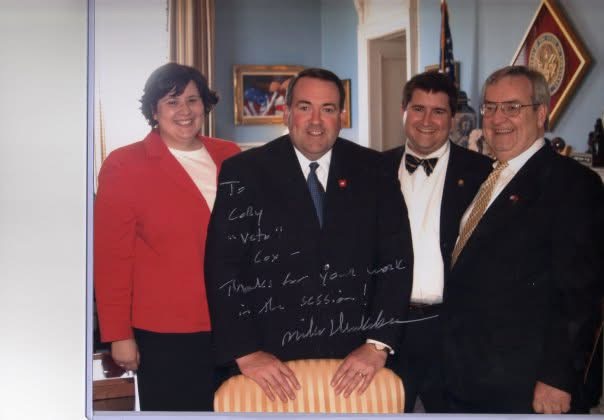Cory Cox with Governor Mike Huckabee in the Governor's Office, Arkansas State Capitol